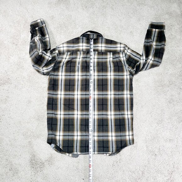 Carhartt Flannel Button Down Shirt Men M Green Original Heavyweight Madras Plaid - Picture 5 of 7